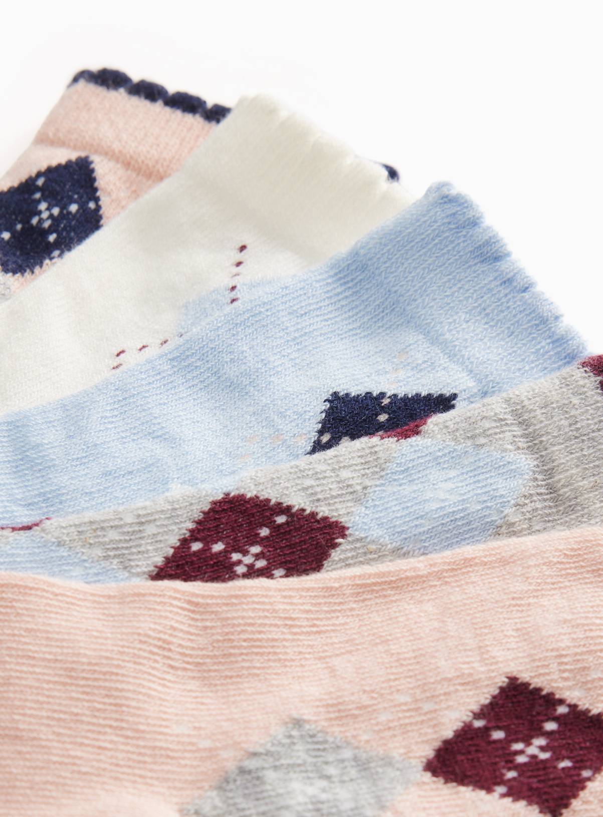 Argyle Pastel Ankle Socks 5 Pack 9-12 Infant - Image 2